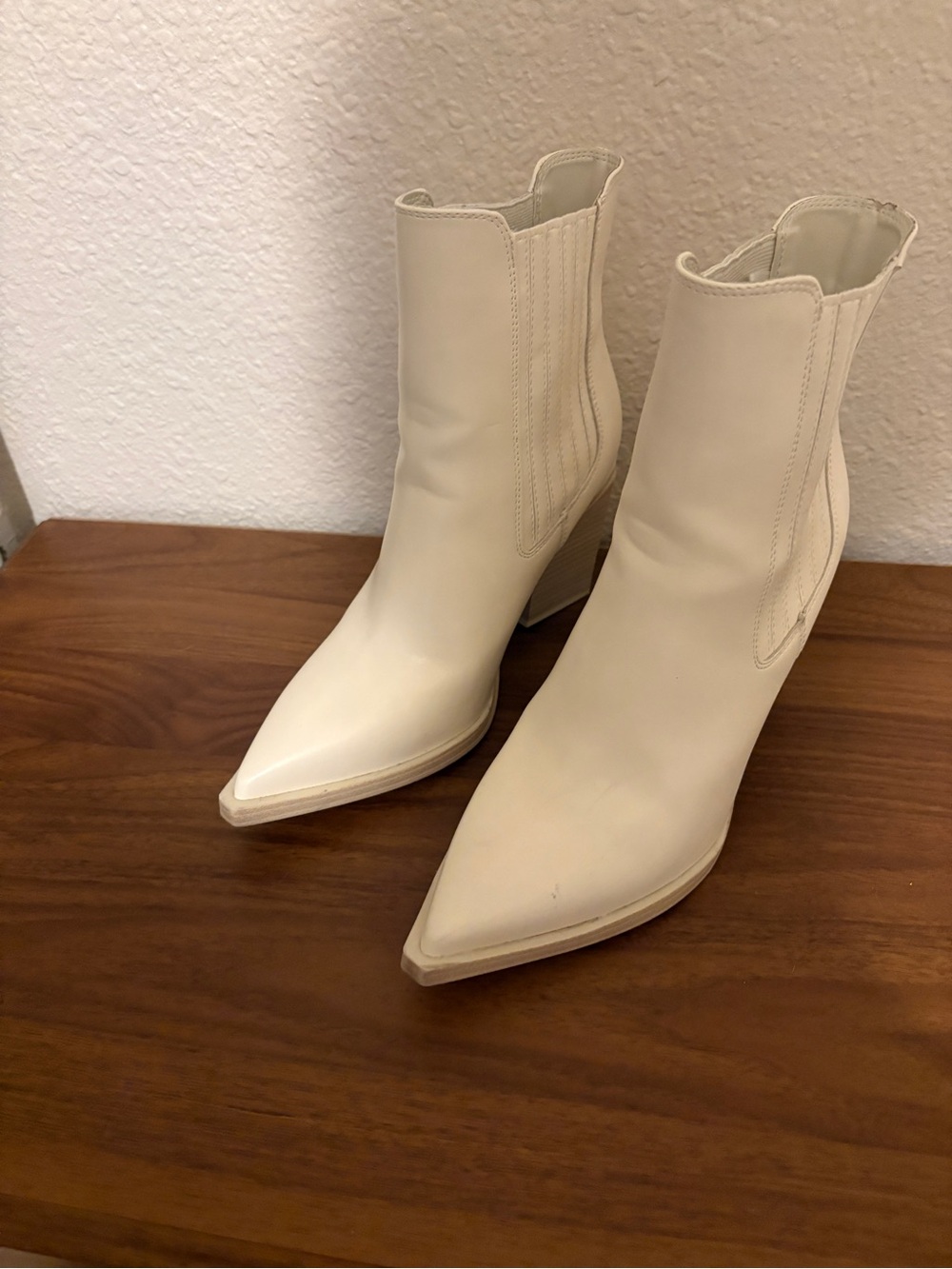 Altar’d State Women's Cream Pointed-Toe Ankle Boots
